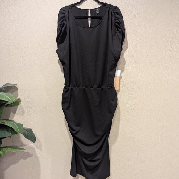 Halogen * Women’s Gathered Midi Dress * Size 2X – Black (NWT) 🖤 - Picture 2 of 7